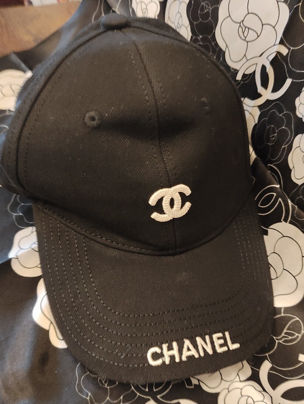 Black Baseball Cap with White Logo Embroidery